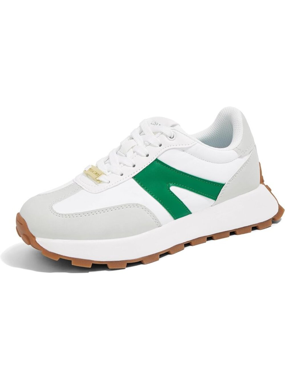 Women's Grey/Green Retro Classic Stylish Lace Up Tennis Running Walking Sneakers